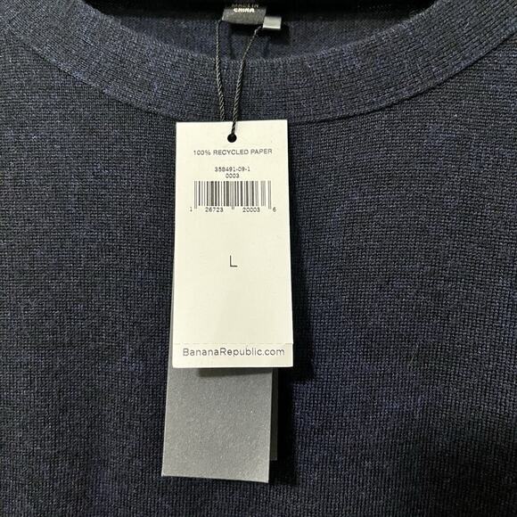 Banana Republic Men's Merino Extra Fine Wool Sweater Size L Navy Classic NEW - Picture 7 of 9